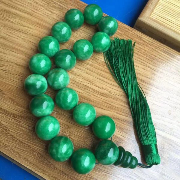 Bracelets Bracelets de jade vert naturel 13mm perles jaspe jadéite bracelet de jade avec chapelet gland pour la prière hommes bracelets de jade émeraude