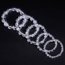 Bracelets Naturel Himalaya Rock Blanc Quartz Cristal Femmes Hommes Cristal Bracelet Himalayan Rock clair quartz Perles Rondes 1016mm AAAAA