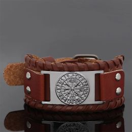 Bangles Nodic Viking Odin Wolf Leather Amulet Bracelet verstelbare maat 1931 cm