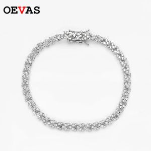 Bangles Oevas 100% 925 Sterling Silver Sparkling High Carbon Diamond Tarwe Oren Bracelet voor vrouwen Betrokkenheid Bruiloftsfeest Fijne sieraden