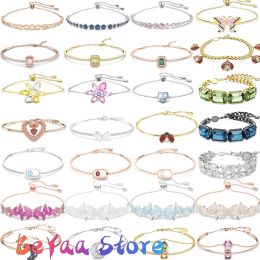 Brazaletes pulseras originales nuevas tendencia de ventas joyas de cristal fijación de lujo ajustable mariposa rubí azul mariquita mariquita para mujeres para mujeres
