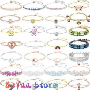 Brazaletes pulseras originales nuevas tendencia de ventas joyas de cristal fijación de lujo ajustable mariposa rubí azul mariquita mariquita para mujeres para mujeres