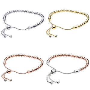 Brangles Original Rose Gold Sier Moments Perles coulissantes fermoir Ajuster Bracelet Fit Bangle Sterling Sier Charm bijoux