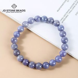 Bracelet d'étirement du vrai tanzanite naturel pour femme homme-cadeau des perles rondes Crystal Gemstone Strand Bangles Bijoux de bracelet d'été