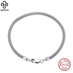 Bracelets Rinntin italien 925 en argent Sterling 3.0mm maille pop-corn chaîne Bracelet pour femmes bijoux femme rencontres accessoires à la mode TSB65