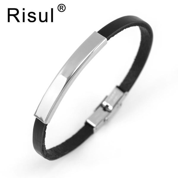 Brazaletes Risul, brazalete de cuero para mujer, Collar, tubo curvo de acero inoxidable en blanco para pulseras con nombre de impresión personalizada, venta al por mayor, 10 Uds.