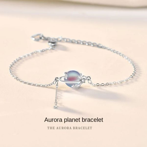 Brangles S925 Sterling Silver Moonstone Planet Bracelet Femme Personnalité Style Dîner bijoux bijoux