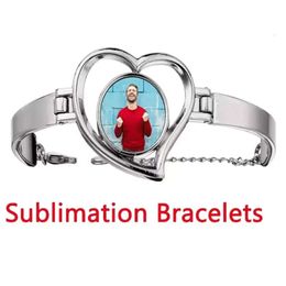 Brangles Shape Sublimation 2022 Favor Heart Bracelets réglables en alliage de zinc Blank bijou de poignet de bricolage