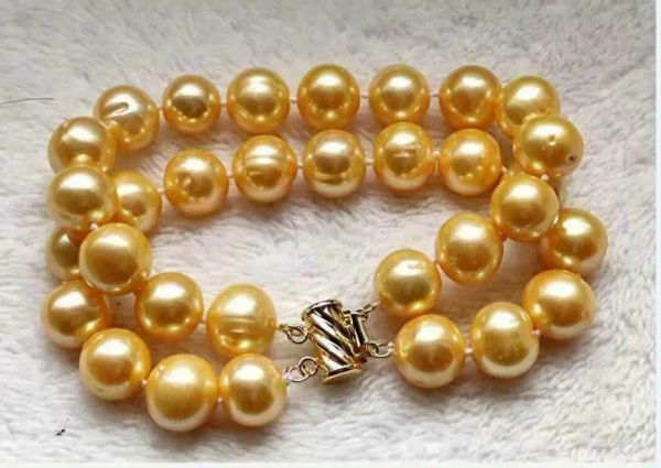 Brangles superbes 2 rangées AAA 1213 mm Bracelet de perle d'or de mer du Sud naturel 7,58 
