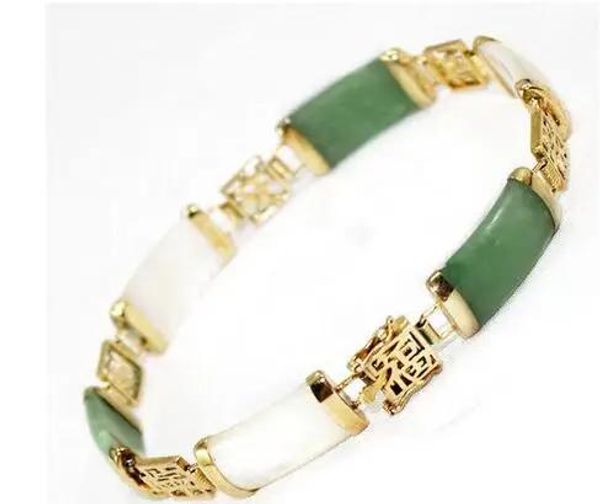 Bracelets superbe bracelet de bijoux à maillons de Jade vert/blanc 7.5