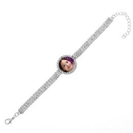Bracelets de bouton zircon de sublimation Bracelet de mode pour femmes bijoux transfert à chaud floum consommables 12pcs / lot
