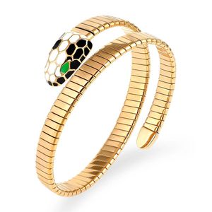 Brazaletes Verano Nuevo diseño Serpiente Pulsera de primavera Venta caliente Popular Cabeza de serpiente de acero inoxidable Brazalete de tamaño grande y pequeño para mujeres de moda