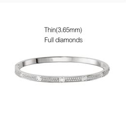 Bracelets Mince bracelet d'amour avec tournevis or Rose platine plein diamant designer Bracelets mode Bijoux Femme 3 65mm bracele238n