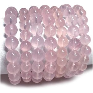 Veemake – Bracelets en cristal de Quartz Rose clair naturel, perles rondes en vrac, 08023
