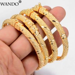 Bangles Wando Trendy peut ouvrir la couleur 24k Gold Color Bangles pour les femmes / filles Bracelet de mariée de mariage de Dubaï