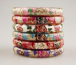 Bracelets en gros 10 pièces chinois fait à la main cloisonné émail manchette fleur Bracelet Bracelet