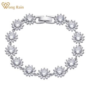 Armbanden Wong Rain 925 Sterling Zilveren Bloem Gemaakt Moissanite Diamanten Edelsteen Vrouwen Armband Bruiloft Feest Fijne Sieraden Groothandel