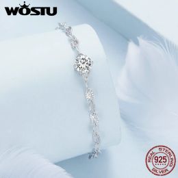 Bangles WOSTU 925 Bracelet en argent Sterling paillettes Zircon avec bracelets CZ de haute qualité pour les femmes de mariage rencontres cadeau de luxe bijoux fins