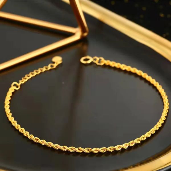 Braceuses Bracelet en or Zhixi 18K Pure Au750 Chaîne Twisted Réglable Fine Bijoux Cadeau à la mode pour les femmes New S596