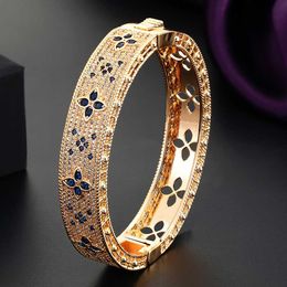 Brazaletes Zlxgirl marca de lujo de cuatro hojas dubai brazalete de oro pulsera joyería rojo azul verde circonita pulsera nupcial pareja regalo envío gratis