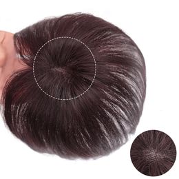 Pony 100 Human Hair Toppers Clip in stuk natuurlijk voor verlies Braziliaanse Remy Machinemade 6cmx6cm 230214