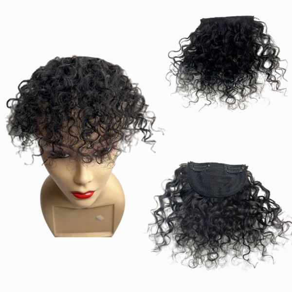 Bangs Afro Curly Bangs para mujeres negras Kinky Curly Clip en cabello humano Bangs Brazilian Fringe Extensiones de cabello Non-remy 230724