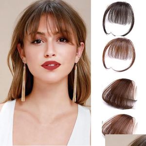 Bangs Bangs Clip en aire Thin Fake Flecos Natural Straigth Sintético Neat Hair Bang Accesorios para niñas Invisible 4 colores Hair Prod DH4HL