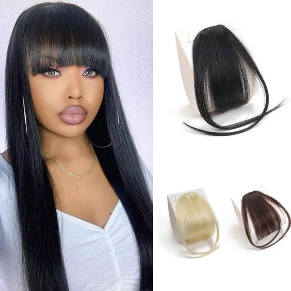 Bangs Cabello humano Air Fringe On s 100 Bang con clip 1 piezas Piezas de color negro rubio para mujeres 230214