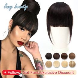 Bangs Cheveux Humains Bangs 3 Clips 3D Blunt Cut Cheveux Naturels Bangs OverHead Clip Dans Les Extensions De Cheveux Non-Remy 2.5 "x4.5" Noir Brun Blond 230504