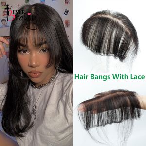 Bangs Human Hair Bangs No Clips Bangs With HD Crystal Lace 3D Blunt Cut Natural Hair Bangs OverHead Hair Extensions Remy Hair Black 230310