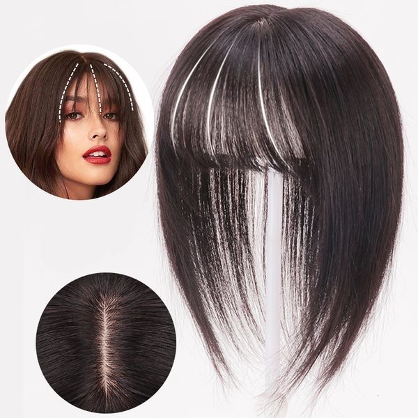 Frange Invisible Synthétique Avant Neat Bang Cheveux Faux Fringe Clip dans Bang Couverture Cheveux Blancs Extensions Naturelles Pour Les Femmes Postiche 230317