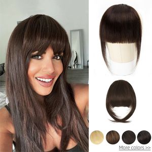 Pony Isheeny Echt Haar Pony 3 Clips In Zwart Blunt Cut Fringe Haar Stuk Natuurlijke Zwart Blonde Bang 8 