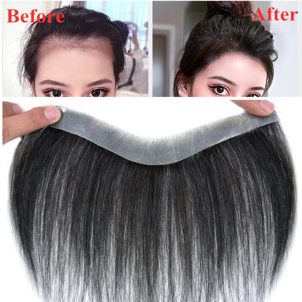 Bangs Système de remplacement naturel des cheveux humains Front Hair Pieces pour la calvitie Peau mince PU avec bandes non-remy brésilien 230620