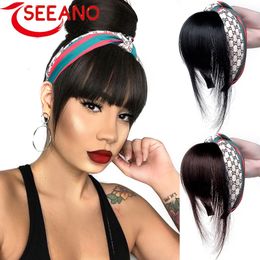 Pony Seeano Synthetische vervanging Toupee Natural Headband met vlechten Pony hittebestendige haarstukjes voor vrouwen 230403