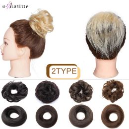 Bangs Snoilite 2Type Bouclé et Droit Chignon Humain Donut Postiche Élastique Bande de Caoutchouc Cheveux Humains Chignon Cheveux Pièces Extension de Cheveux