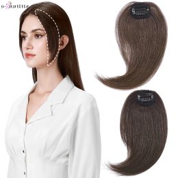 Bangs Snoilite côté séparation Bang 2 pièces frange de cheveux naturels frange de cheveux humains gauche droite Extensions de cheveux 16g postiche frange avec pince