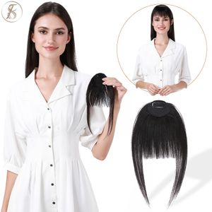 Bangs TESS Natural Hair Bangs 9g Fringe Human Hair With Temples 11Inches Invisible Fake Hairpiece Accessories Clip In Fringe For Women 230403