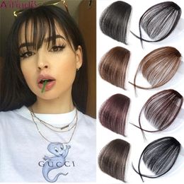 Bangs Wholesale 100% Cheveux Humains Air Bangs Clip In Blunt Fringe Bangs Indien Naturel Amincissement Postiche Pour Femmes Fille Peut être Teinté 230620