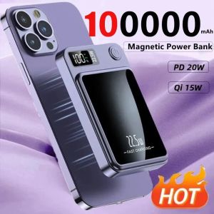 Banque 100000mAh Banque d'alimentation de chargeur sans fil magnétique magnétique 22,5 W