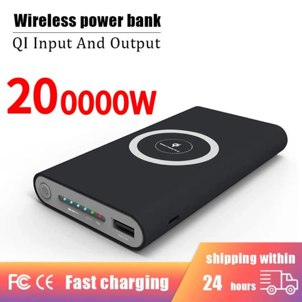 Bank 200000MAH Wireless Power Bank Twoway Super rápido carga PowerBank portátil portátil Typec Battery Battery Battery para iPhone