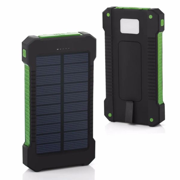 Banque 20000mAh Banque à batterie externe Banque d'énergie solaire Double USB Chargeur de téléphone Powerbank de chargement rapide pour téléphone mobile intelligent