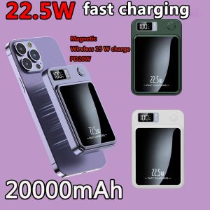 Banque 20000mah Magsafe Power Bank Qi Magnetic Wireless Powerbank pour iPhone 14 Samsung Xiaomi Portable Induction Charger Fast Charging