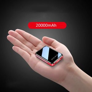 Banque 20000mah Mini Power Bank Charger portable Miroir Écran LED Affichage numérique Powerbank Banque de batterie externe