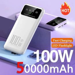 Bank 2024 Hot 100W Power Bank 50000MAH Super snel opladen Portable externe stroomcapaciteit voor iPhone15 Huawei Xiaomi Android Nieuw