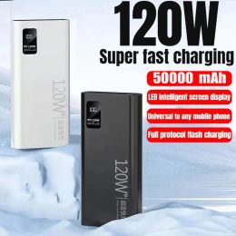 Banque 50000 MAH Power Bank 120W Chargeur de batterie portable de facturation à 100% à 100% pour iPhone Xiaomi Huawei Samsung