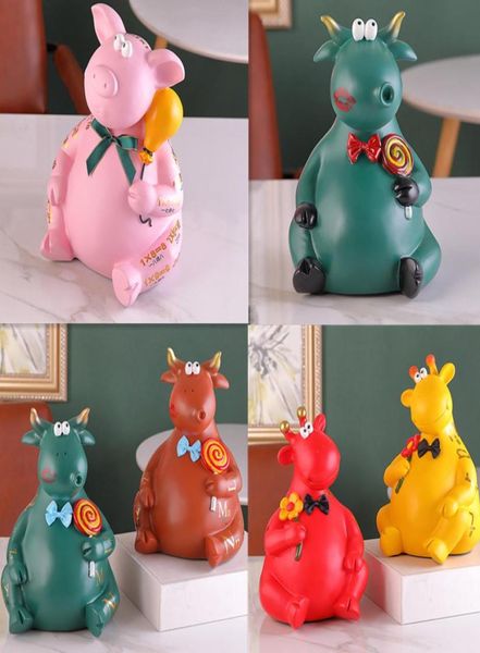 Bank Girls Statue Large Cute Cartoon Animal Piggy Ornement Decoration Home Figurine Sculpture Escultura7351295