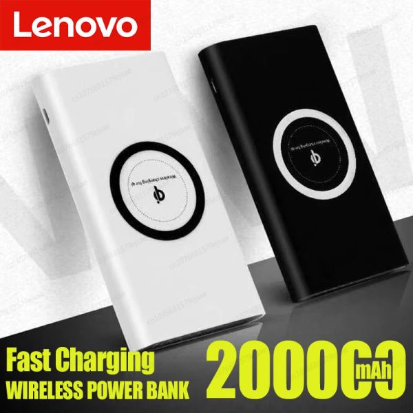 Banque Lenovo 200000mAh Banque d'alimentation sans fil Capacité ultralarge Twoway Super Fast Charge pour iPhone Samsung External Battery Nouveau