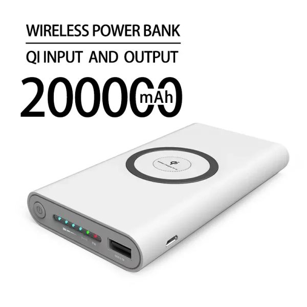 Bank New Wireless Power Bank 200000MAH TWOWAY SUPER RÁPIDO Cargador portátil Typec Batería externa PowerBank para iPhone