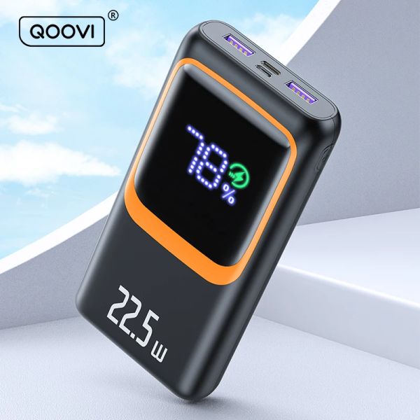 Banque Qoovi Power Bank 20000mAh Capacité de batterie externe PD 22,5 W Chargeur portable de charge rapide Powerbank pour iPhone Xiaomi