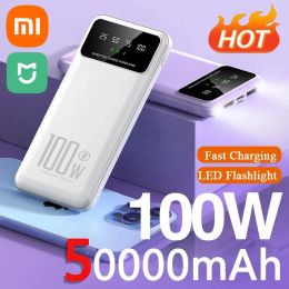Banque Xiaomi Mijia 50000mAH 100W Banque d'alimentation Chargeur portable Batterie externe 2 Éclairage LED USB pour iPhone Xiaomi Samsung Powerbank